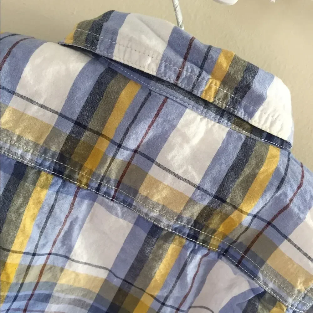 Old Navy Yellow & Blue Plaid Button Up Shirt